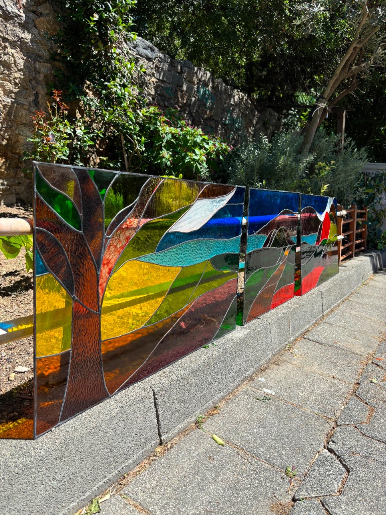 3 Parça Doğal Manzara Vitray Pano Kompozisyonu